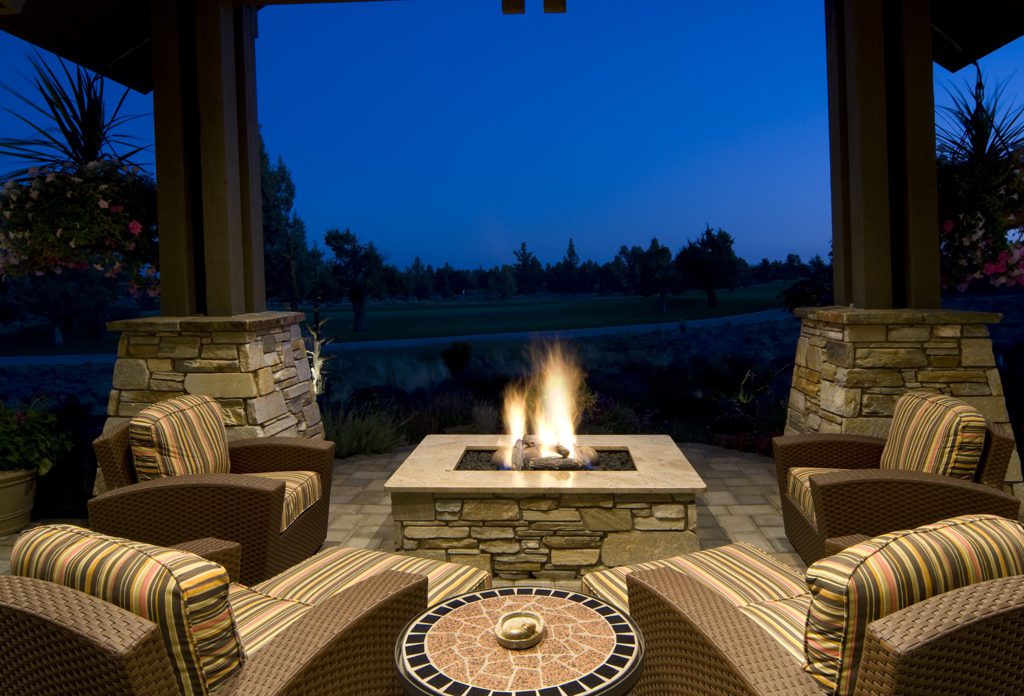 Fire Pit Deck at Night