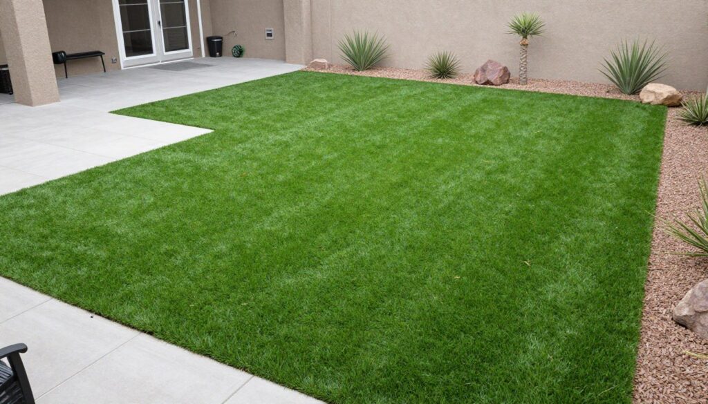 Artificial turf installation in Las Vegas outdoor living space. ab 356 turf removal