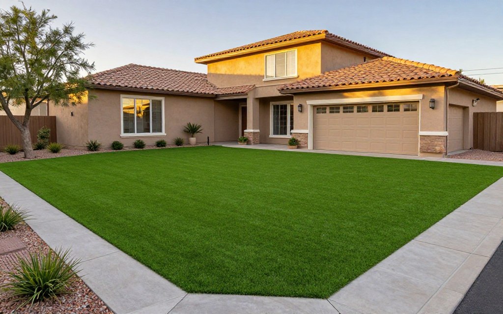 Beautiful synthetic turf lawn showing long-term value and quality in Las Vegas. snwa turf rebate