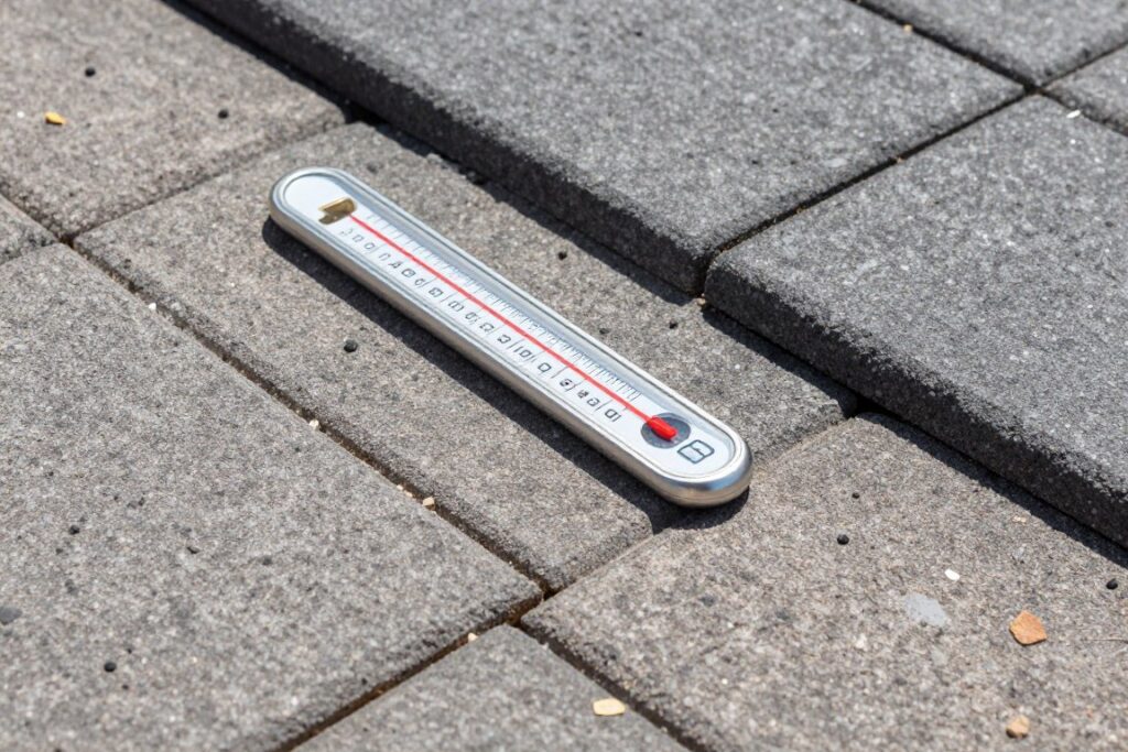 Close-up of heat-resistant cool-touch pavers installed in North Las Vegas outdoor space