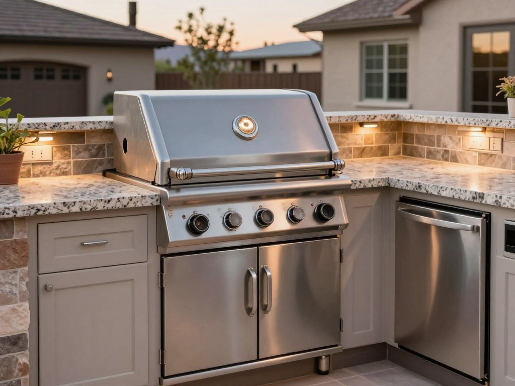High-end outdoor kitchen North Las Vegas with built-in grill and countertops