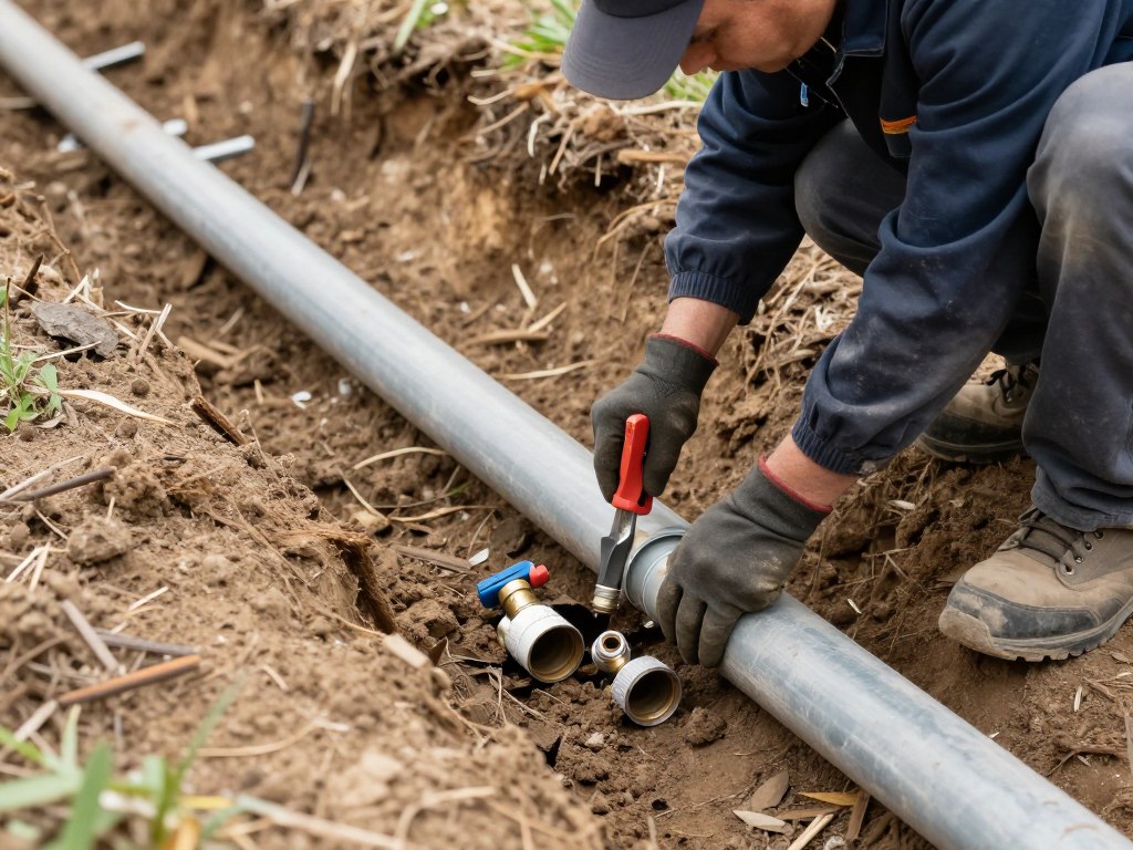 Irrigation leak repair Las Vegas Valley showing underground pipe repair Irrigation leak repair Las Vegas Valley showing underground pipe repair
