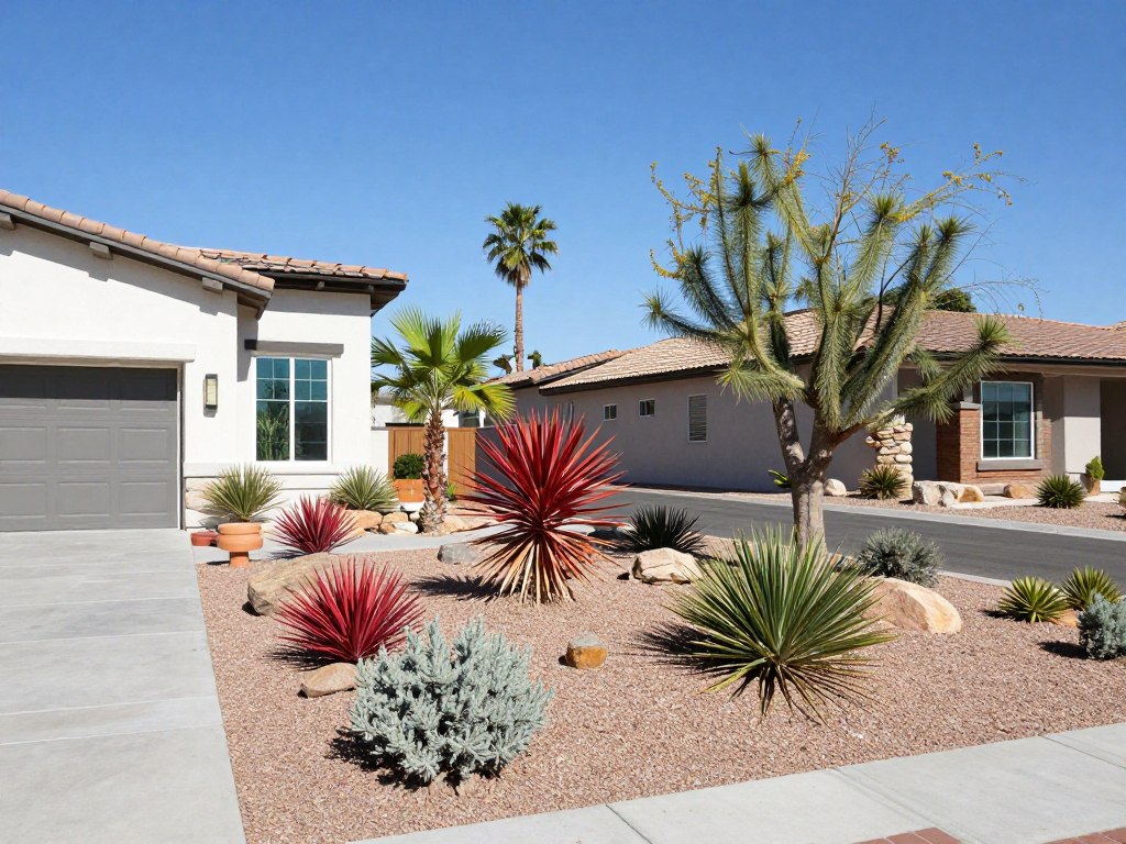 North Las Vegas master-planned community landscape with desert-appropriate plants North Las Vegas master-planned community landscape with desert-appropriate plants