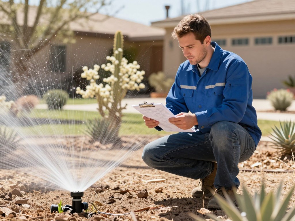 Seasonal irrigation maintenance service being performed on North Las Vegas property Seasonal irrigation maintenance service being performed on North Las Vegas property